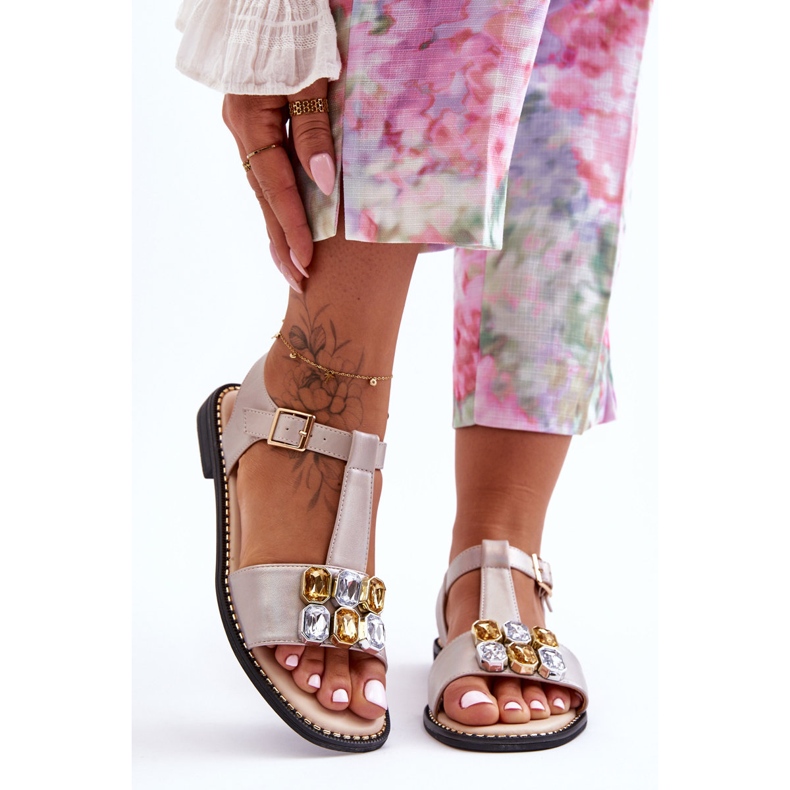 Sandale Dama S.Barski Cu Pietre KV-2775-30 Bej 1