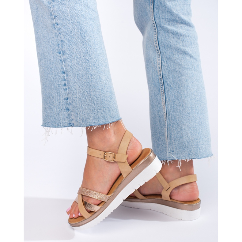 Sandale cu pană Shelovet bej maro 1