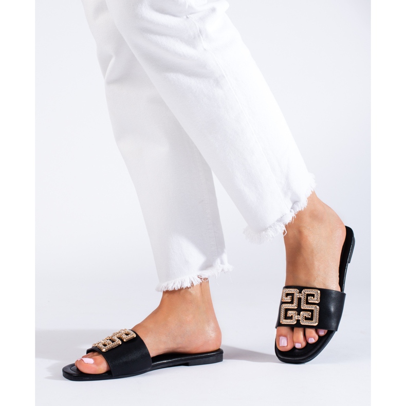 Papuci eleganti de dama Shelovet negri negru 2