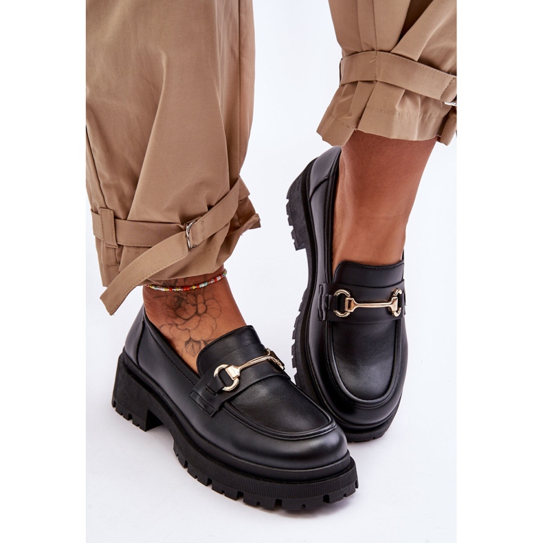 PS1 Mocasini clasici de dama cu platforma Black Miracle negru 2