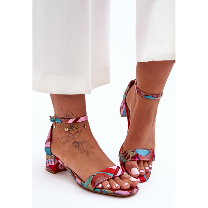 Sandale cu toc înalt din satin cu modele, amestec de roz, inspiră-mă! multicolor 2