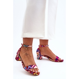 FS1 Sandale cu toc înalt din satin cu modele, amestec roșu, inspiră-mă! multicolor 2