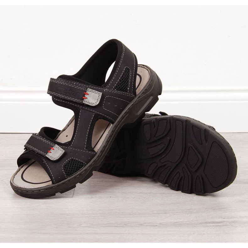 Rieker M R447 sandale negre confortabile cu velcro negru 1