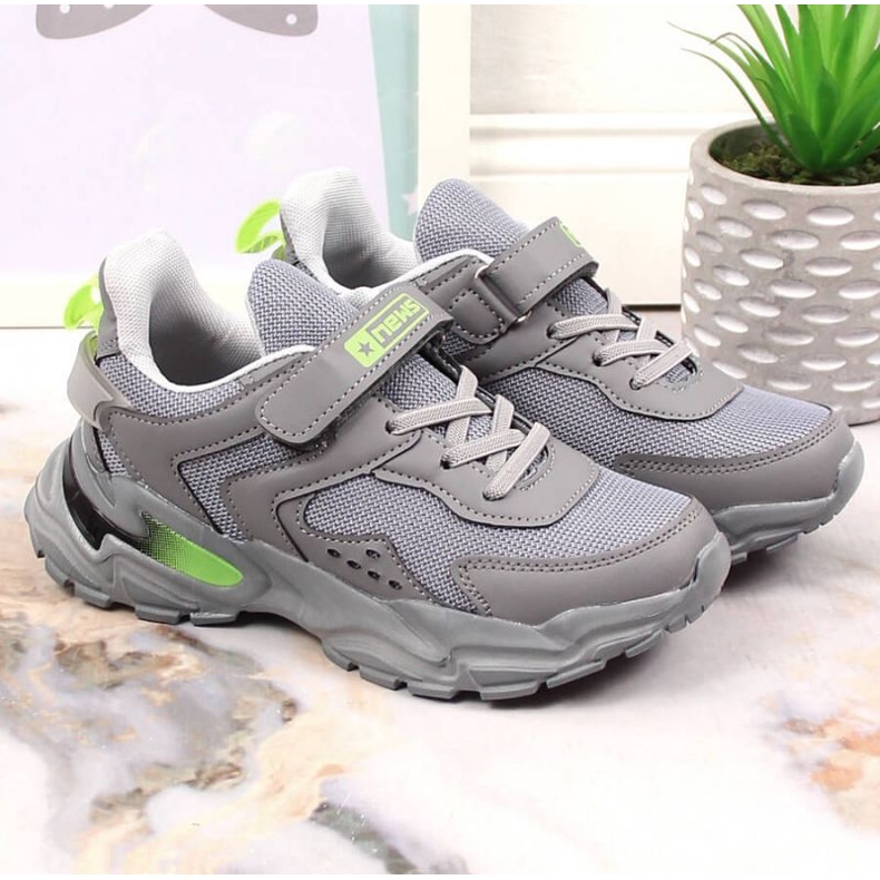 News Noutăți Jr EVE398B pantofi sport cu platformă gri 1