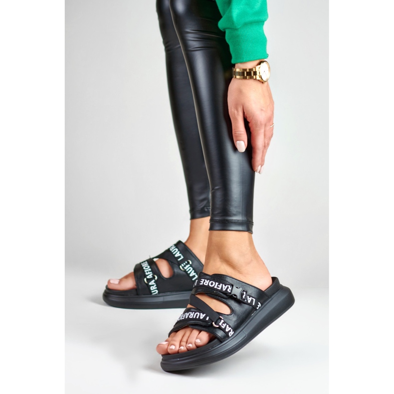 Papuci negri eleganti de la La.Fi negru 2