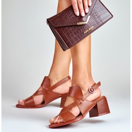 La.Fi Sandale stiletto din piele maro 1