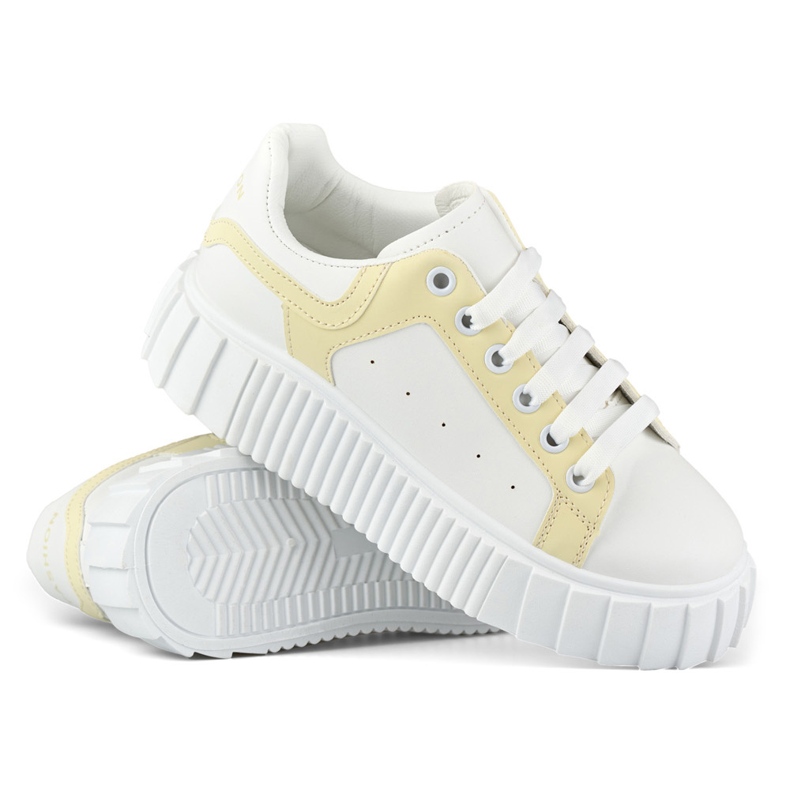 Pantofi sport de dama albi cu talpa groasa 1