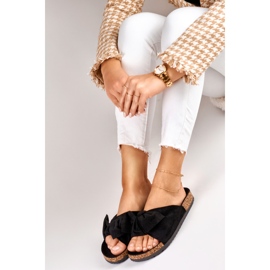 Papuci negri clasici cu fundita negru 2