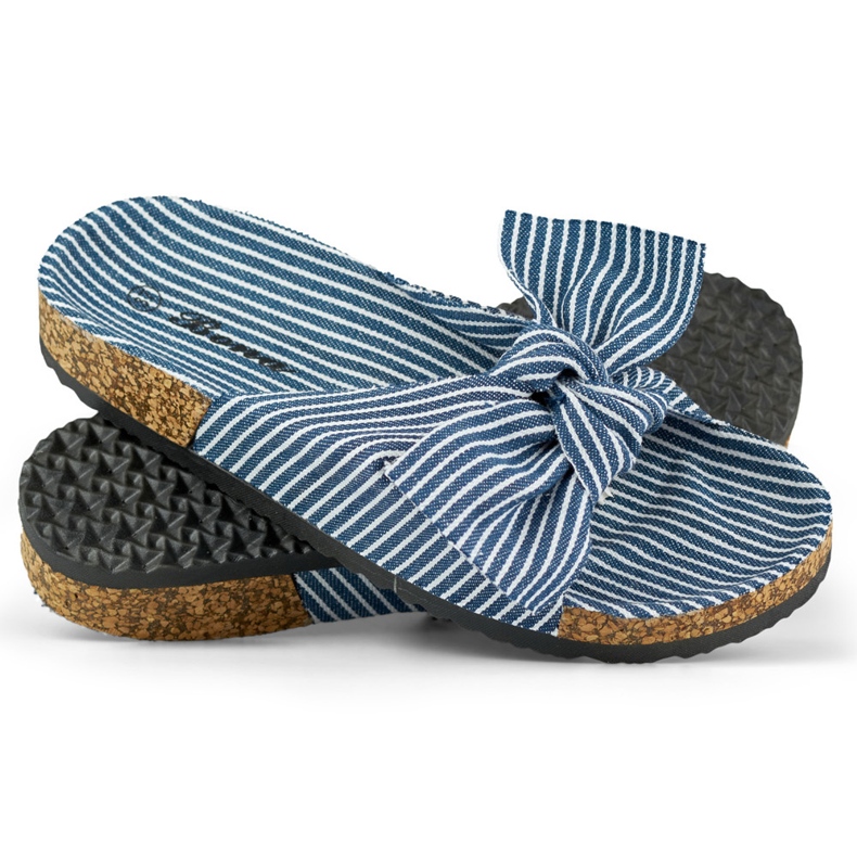 Clase de damă din denim cu fundă albastru 2