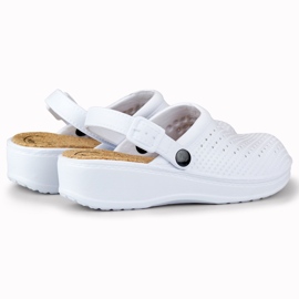 Papuci confortabili de dama cu degetele acoperite alb 1 Papuci confortabili de dama cu degetele acoperite alb 1