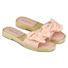 Papuci roz de dama cu fundita 1