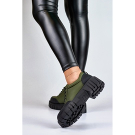 Pantofi de culoare verde închis din piele ecologică 2