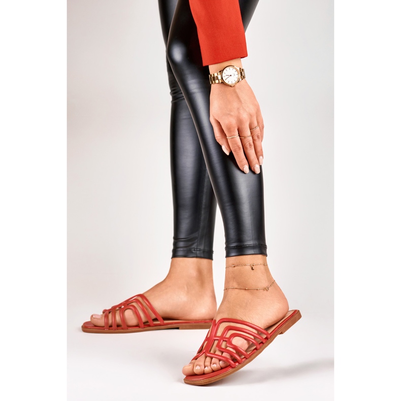 Papuci roșii eleganti pentru femei roșu 2