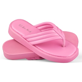 Șlapi de damă pe platforma fucsia roz 2