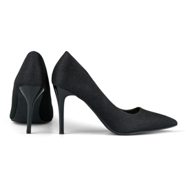 Tocuri înalte negre elegante cu sclipici ușor negru 2