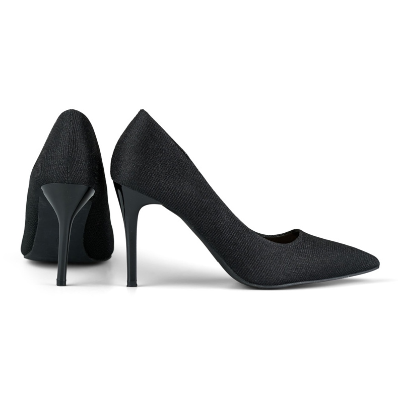 Tocuri înalte negre elegante cu sclipici ușor negru 2