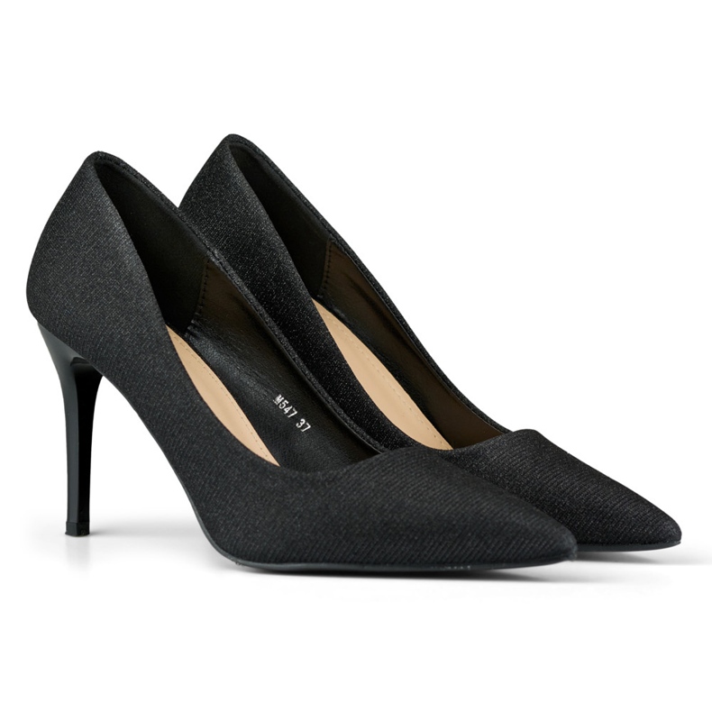 Tocuri înalte negre elegante cu sclipici ușor negru 1