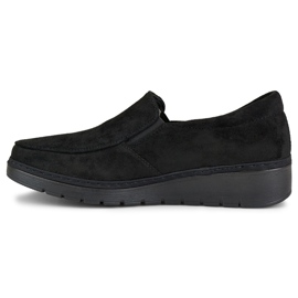 Mocasini confortabili de dama din piele intoarsa neagra negru 2