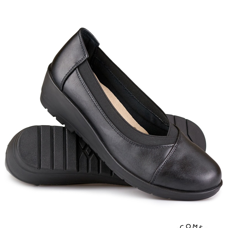 Pantofi de dama elastici confortabili din piele ecologica negru 1