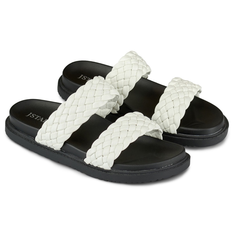 Papuci de damă țesuți alb-negru 1