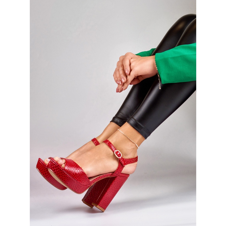 Sandale roșii cu toc înalt roșu 1