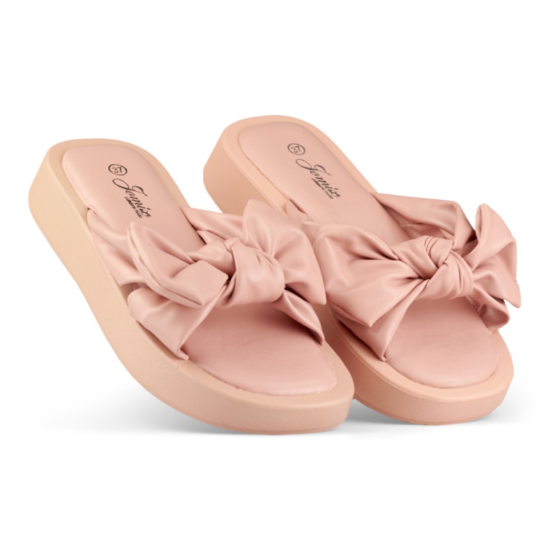 Papuci de dama roz din piele ecologica 1