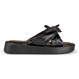 Papuci negri de dama din piele ecologica negru 2