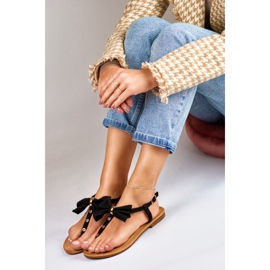 Sandale de dama negre cu fundita negru 2 Sandale de dama negre cu fundita negru 2