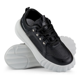 Pantofi sport de dama negri cu talpa alba negru 1