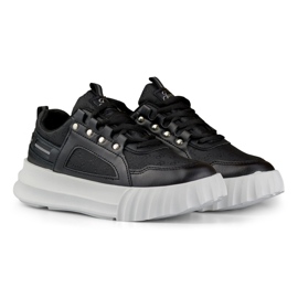 Pantofi sport de dama negri cu talpa alba negru 2