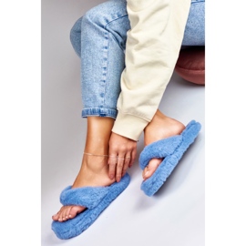 Flip-flops de blană albastră albastru 3