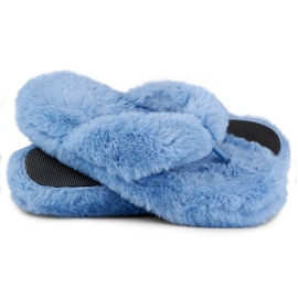 Flip-flops de blană albastră albastru 1