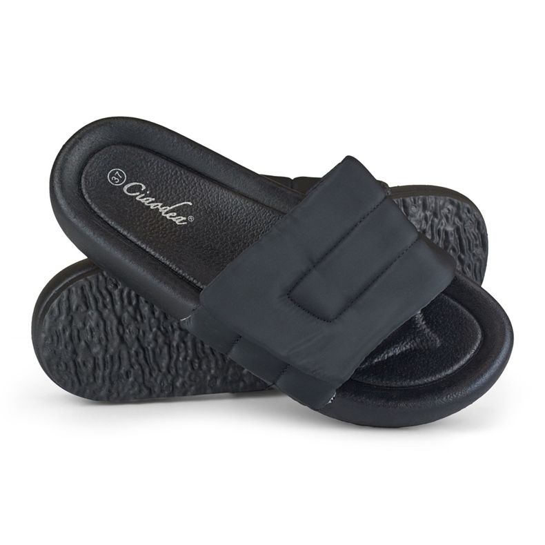 Papuci negri de dama reglabili cu velcro negru 1 Papuci negri de dama reglabili cu velcro negru 1