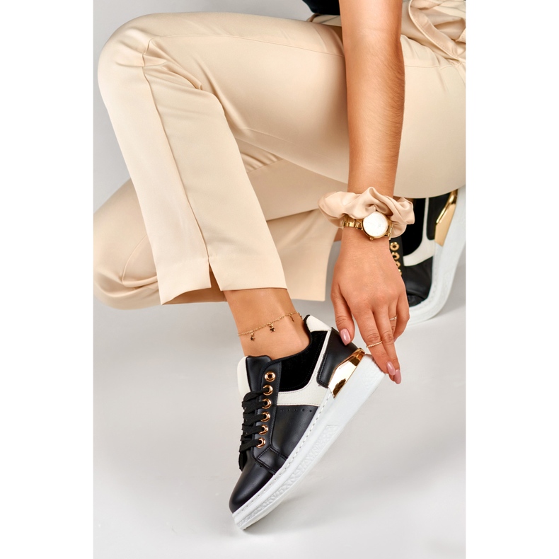 Adidasi de dama alb-negri pe platforma Eliza negru 1