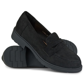 Pantofi de dama clasici negri din piele intoarsa negru 1