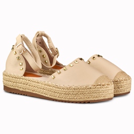 Espadrile bej cu capse prinse la gleznă 2 Espadrile bej cu capse prinse la gleznă 2