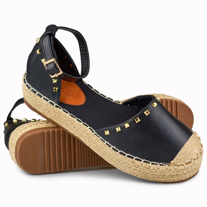 Espadrile negre cu capse prinse la gleznă negru 1
