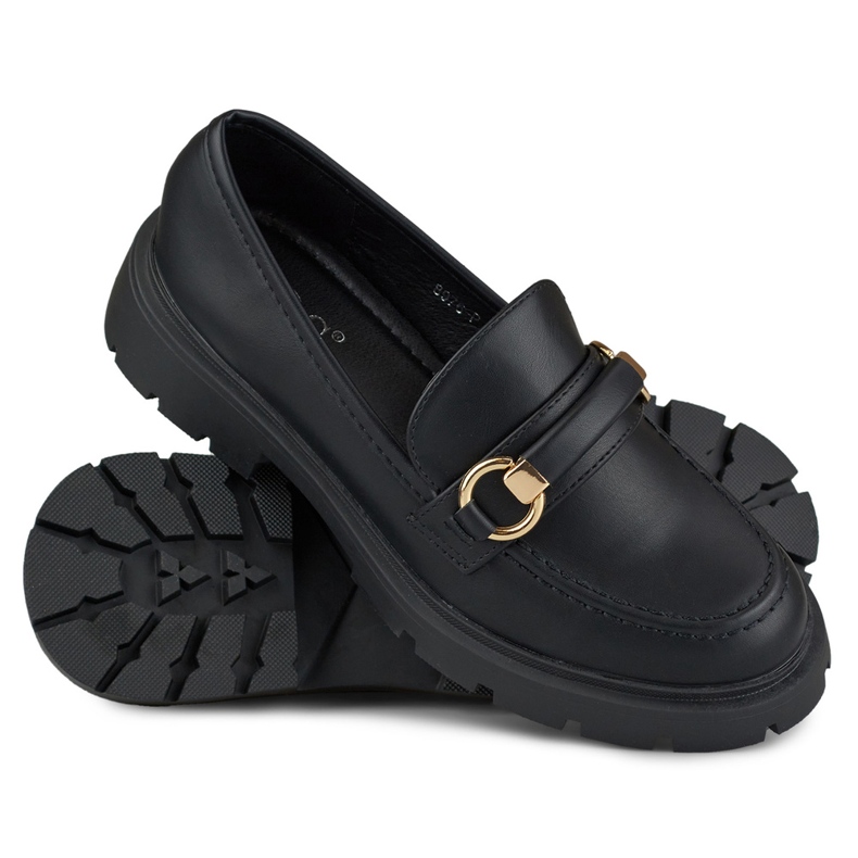 Mocasini negri cu decor minimalist negru 1