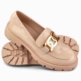 Brogues bej cu decor auriu 1 Brogues bej cu decor auriu 1