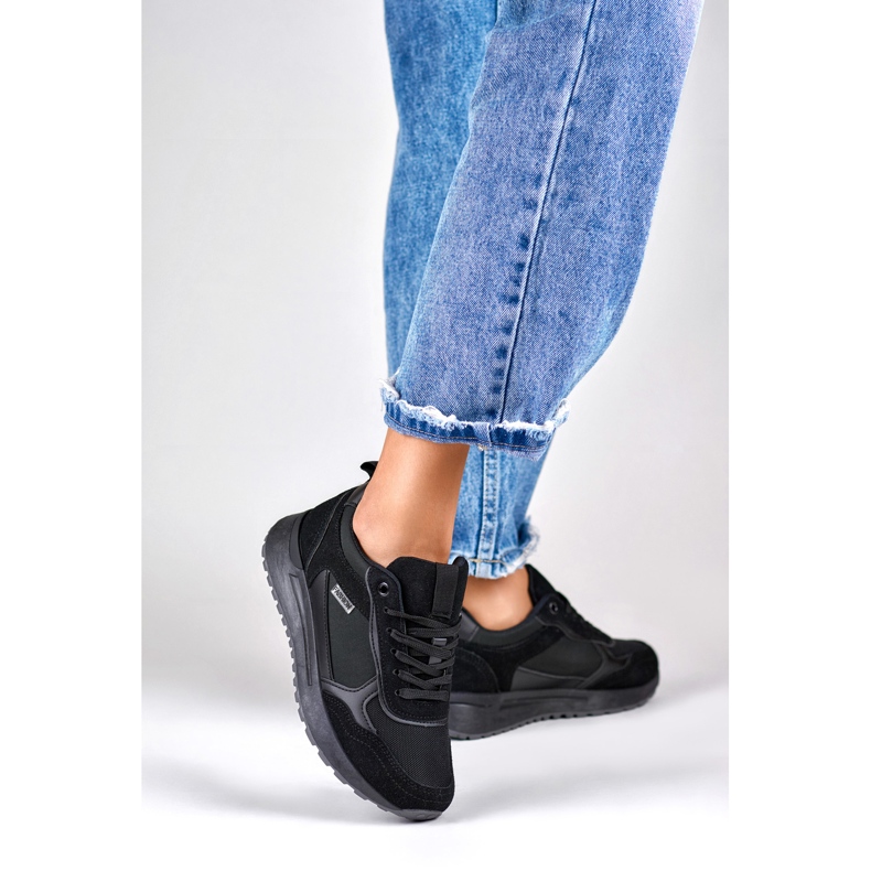 Pantofi sport de dama de culoare neagra cu talpa neagra negru 2 Pantofi sport de dama de culoare neagra cu talpa neagra negru 2