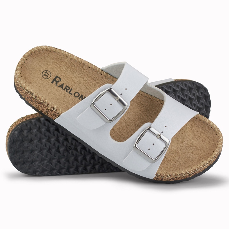 Papuci albi confortabili de dama 1