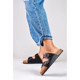 Papuci negri confortabili de dama negru 2 Papuci negri confortabili de dama negru 2