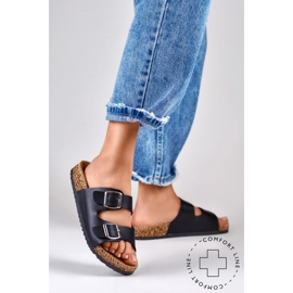 Papuci negri confortabili de dama negru 1 Papuci negri confortabili de dama negru 1