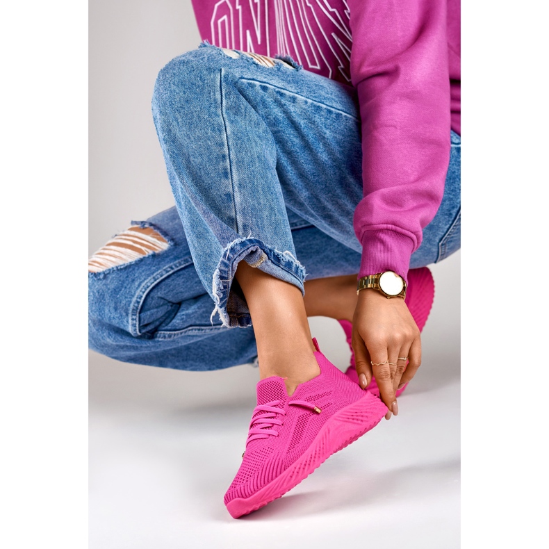 Pantofi sport dama elastic fucsia roz 1