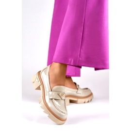 Mocasini de dama la moda bej lacuiti 2