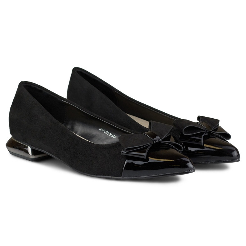 Pompe cu fundita pe toc argintiu jos negru 2