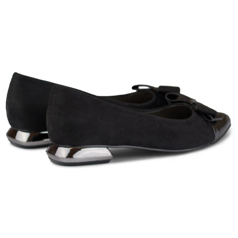 Pompe cu fundita pe toc argintiu jos negru 1