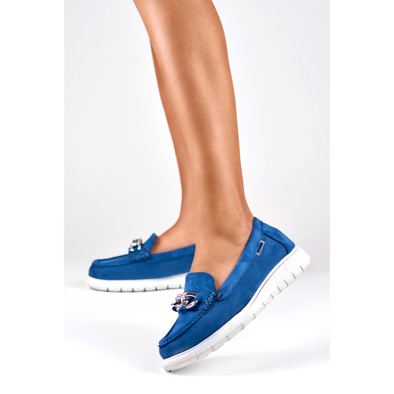 Mocasini de dama bleumarin pe platforma joasa albastru 2