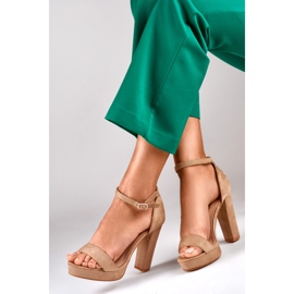 Sandale bej cu glezne înalte 1