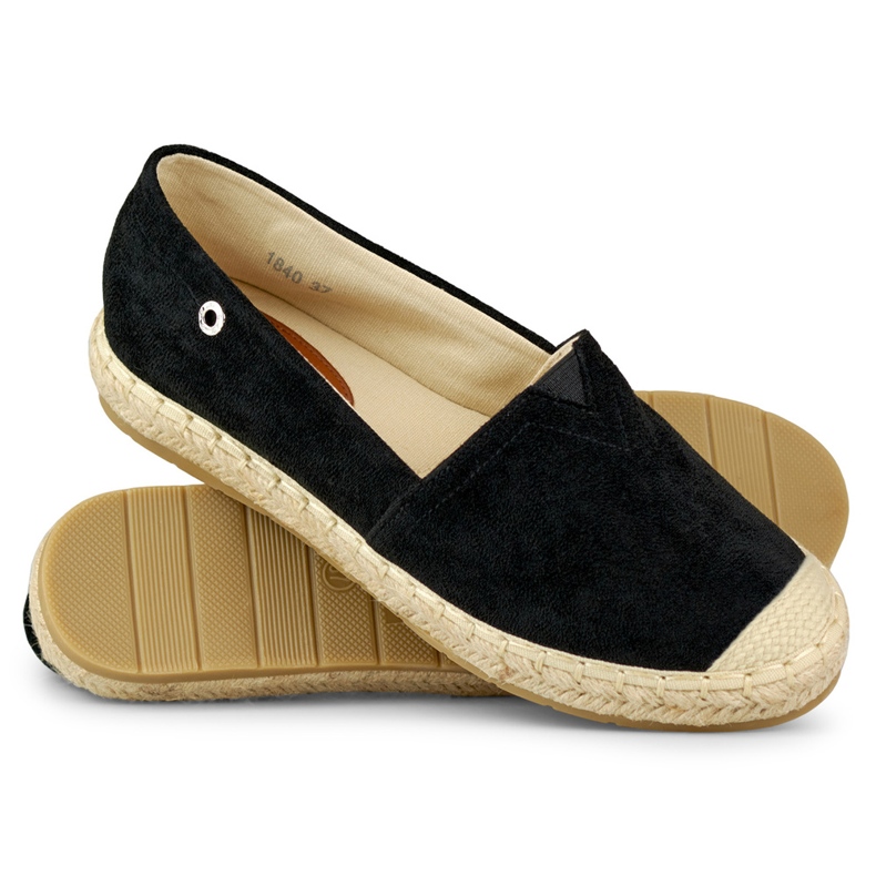 Espadrile negre de piele intoarsa de dama negru 1